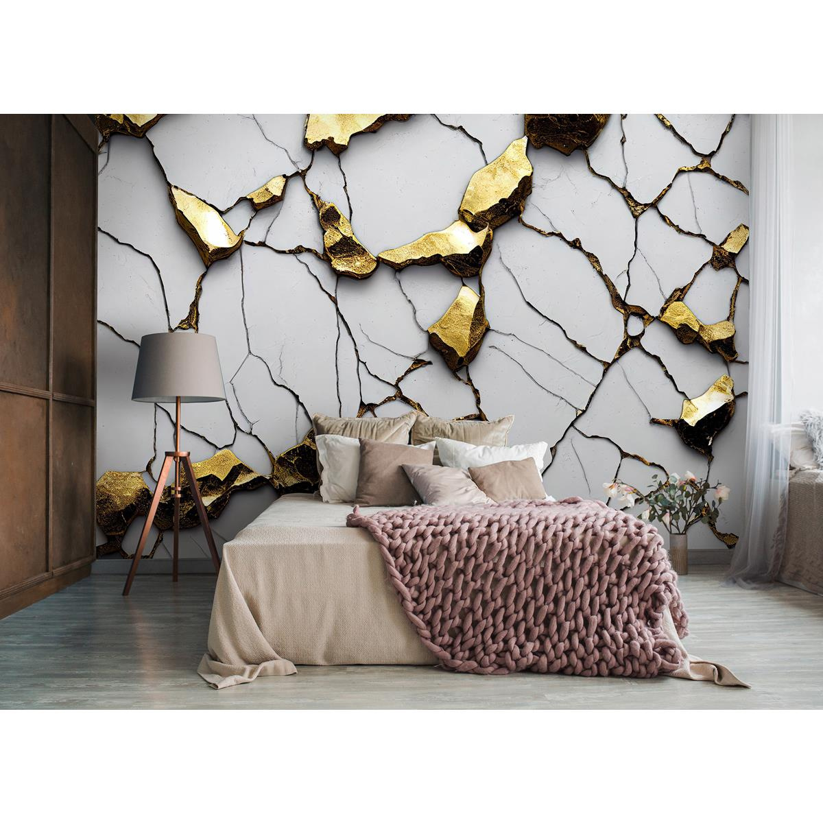 3.12x2.19m Wall mural wallpaper black and gold marble bedroom decoration