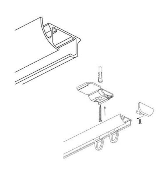 Creativa Szyna okrągła aluminiowa pojedyncza komplet ZD-150 (150 cm) 