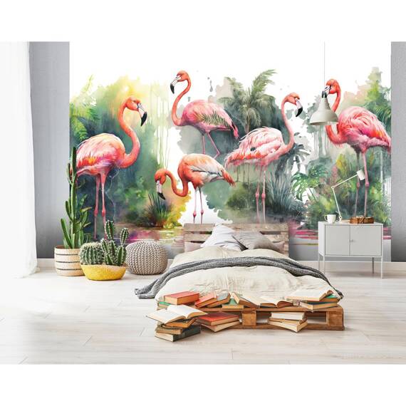 Wall mural Consalnet Watercolor Flamingos 14558