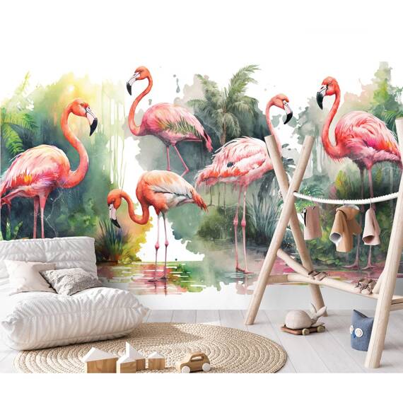 Wall mural Consalnet Watercolor Flamingos 14558