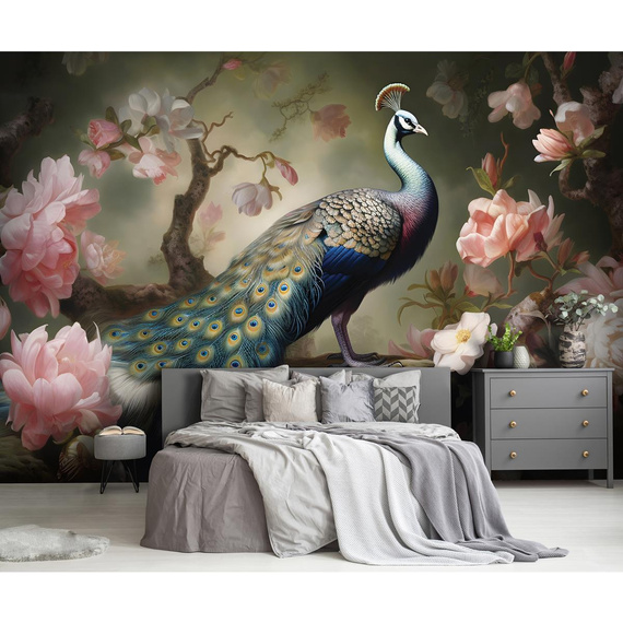 Wall mural Consalnet Peacock in Roses 14721