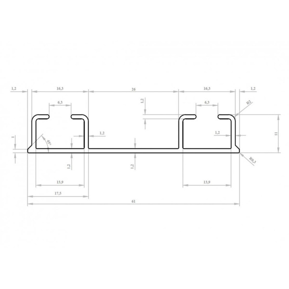 Creativa podwójna aluminiowa szyna karniszowa z akcesoriami CHII-150a