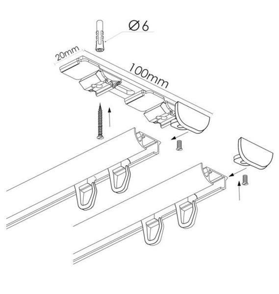 Creativa Szyna okrągła aluminiowa podwójna komplet ZD2-150 (150 cm) 