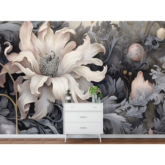 Wall mural Consalnet Flower in 3D Grays 14732