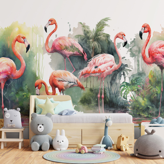 Wall mural Consalnet Watercolor Flamingos 14558